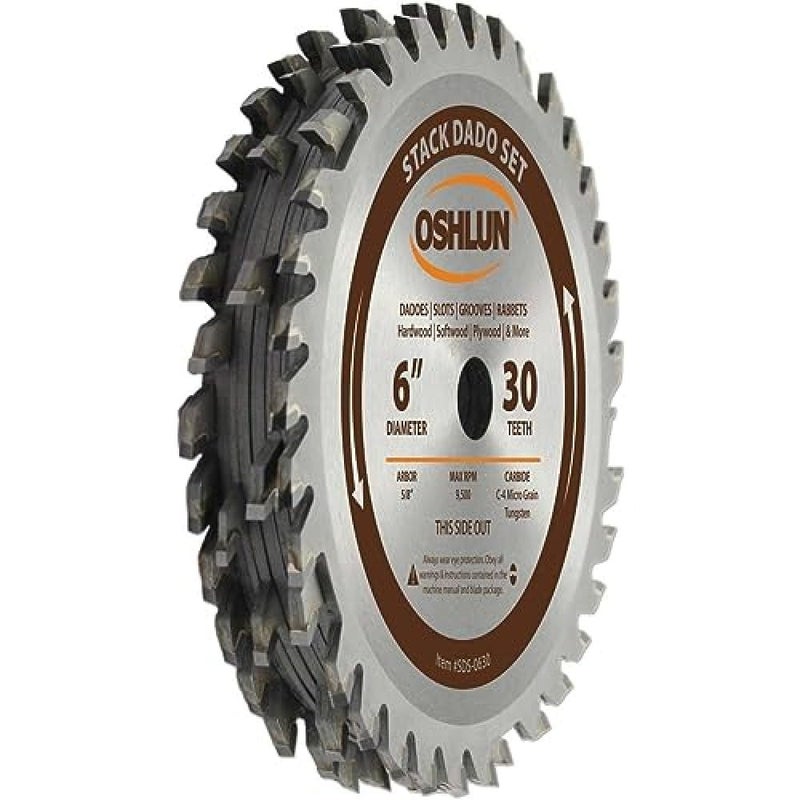 OSHLUN SDS-0630 6-Inch 30 Tooth Stack Dado Set with 5/8-Inch Arbor